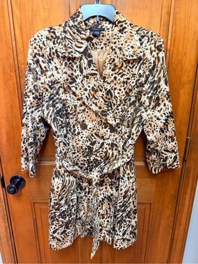Robert Louis Leopard Print Brown Tan Black Cotton Blend Jacket Lining
